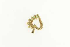 10K Yellow Gold Marquise Natural Emerald Diamond Heart Pendant