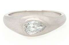 0.60ct Pear Diamond Bezel Set Solitaire Ring in Platinum