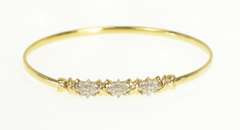 14K Yellow Gold 0.27 Ctw Diamond Flower Cluster Bangle Bracelet