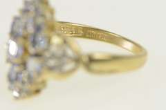 10K Yellow Gold Oval Tanzanite Diamond Cluster Statement Ring