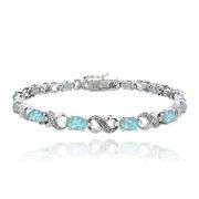 Created Blue Opal & Diamond Accent Bracelet