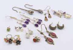 Group Lot of Vintage 925 Sterling Silver Earrings