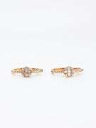 Ornate 18kt Rose Gold Diamond Hoop Earrings