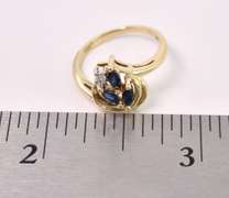 Elegant Blue Sapphire and Diamond Ring In 14K Yellow Gold