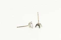 10K White Gold Square Classic CZ Solitaire Vintage Stud Earrings