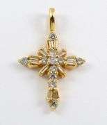 Sparkling 14k and Diamond Cross Pendant