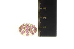 14K Yellow Gold Geometric Ruby Encrusted Domed Statement Ring