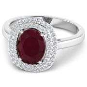 Solid 14 Kt White Gold Ruby Diamond Ring