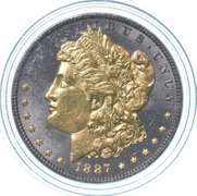 1887 Morgan Silver Dollar Gold Overlay