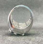 MENS 14K WHITE GOLD PRINCESS CUT AND ROUND DIAMOND CROSS PINKY RING (1.50 C.T. T.W.)