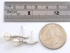 Beautiful White Gold Pearl Dangle Earrings