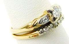 Antique 14K Diamond Wedding Set, Size 7