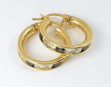 Penny Sized Black & White CZ Hoops