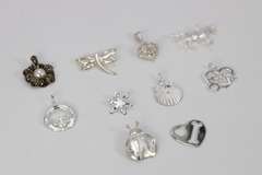 .925 Sterling Silver Charm Set Lot of 10 Charms/Pendants
