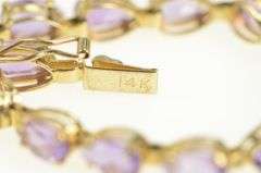 14K Yellow Gold Oval Amethyst Classic Vintage Tennis Bracelet