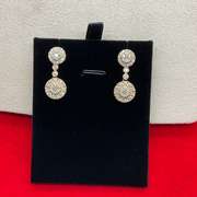 CERTIFIED 14K GOLD AND DIAMOND CLUSTER DROP EARRINGS