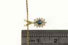 14K Yellow Gold Marquise Sapphire Diamond Halo Square Chain Necklace