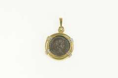 14K Yellow Gold Ancient Roman Geta AD 193-211 Denarius Coin Pendant