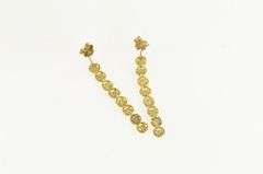 14K Yellow Gold Geometric Round Burst Dangle Vintage Chain Earrings