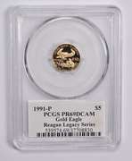 PR69DCAM 1991-P $5 American Gold Eagle 1/10 Oz Sign Reagan Legacy PCGS
