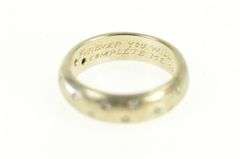 14K White Gold Flush Diamond Inset Wedding Band Ring