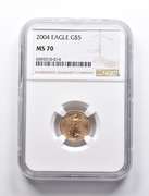 MS70 2004 $5 American Gold Eagle 1/10 Oz Gold NGC