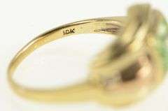 10K Yellow Gold 1930's Sim. Lime Quartz Emerald Cut Vintage Ring
