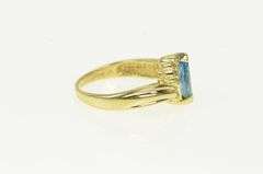 14K Yellow Gold Marquise Blue Topaz Diamond Cluster Accent Ring