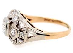 Vintage 0.75ctw Diamond Two Tone Filigree Ring in 14K