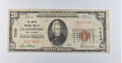 1929 $20 Clarksburg, WV US National Currency Note 7029