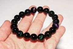Stunning! 125ct natural Rainbow Obsidian beaded bracelet