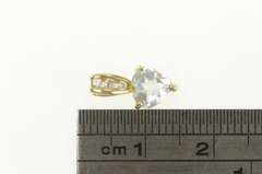 10K Yellow Gold Heart Blue Topaz Diamond Vintage Pendant