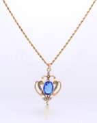 Antique Edwardian Synthetic Blue Sapphire and Pearl Pendant on Chain