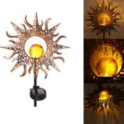 Wrought Iron Solar Lawn Lamp Sun Retro