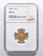 AU53 1853 $2.50 Liberty Head Gold Quarter Eagle NGC