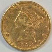 Fully struck and lustrous 1883 US $5 Liberty Gold Piece. Better date