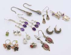 Group Lot of Vintage 925 Sterling Silver Earrings