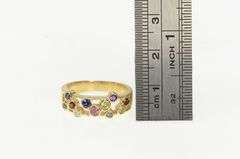 14K Yellow Gold Sapphire Topaz Diamond Rainbow Gemstone Ring