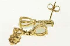 10K Yellow Gold Pear Syn. Opal Drop Dangle Diamond Accent Earrings