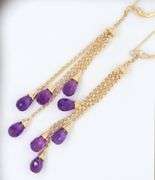 Wonderful Yellow Gold Amethyst Dangle Earrings
