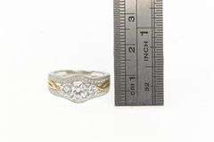 10K White Gold Three Stone CZ Travel Engagement Bridal Ring