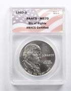 MS70 1993-D Bill Of Rights Commemorative Silver Dollar ANACS
