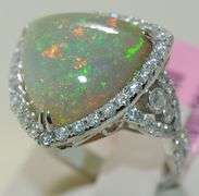 Opal and Diamond 18kt White Gold Ring