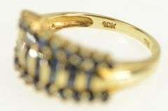 10K Yellow Gold Princess Sapphire Striped Graduated Band Ring