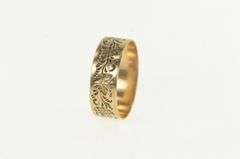 10K Yellow Gold 6.4mm Victorian Scroll Pattern Wedding Band Ring