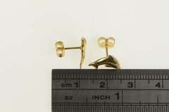 14K Yellow Gold Dolphin Ocean Animal Vintage Stud Earrings