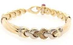 Valentino Ruby Cabochon Fancy Link Bracelet in 18K