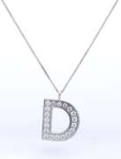 Elegant White Gold Diamond D Initial Pendant on Chain
