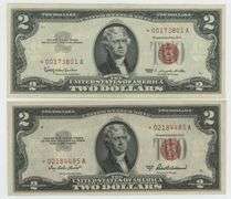 1953-A & 1963 $2 Red Seal STAR NOTES in Choice Crisp Unc