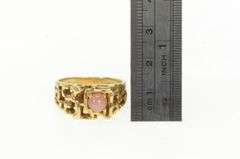 14K Yellow Gold 1960's Abstract Nugget Syn. Pink Star Sapphire Ring